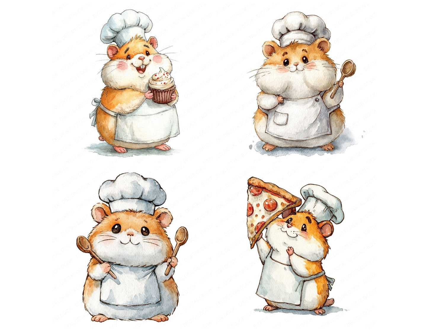 Funny Chef Hamster Character Clipart Set (DDD012651)