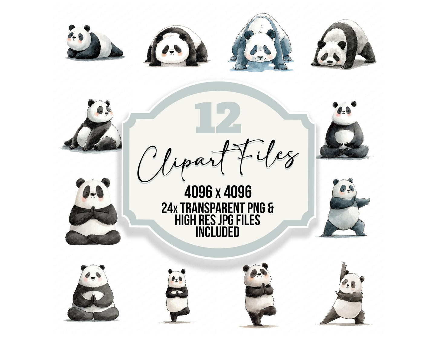 Funny Yoga Panda Character Clipart Set (DDD012659)