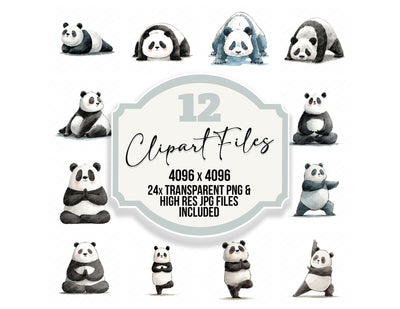 Funny Yoga Panda Character Clipart Set (DDD012659)