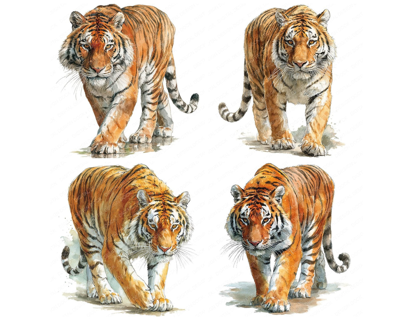 Realistic Bengal Tiger Clipart Set (DDD012661)