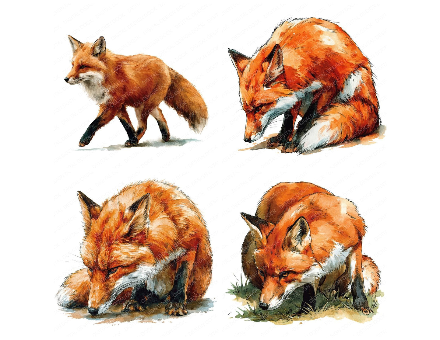 Realistic Red Fox Clipart Set (DDD012663)
