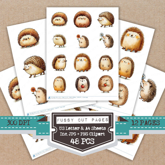 Cute Watercolour Hedgehog Fussy Cut Sheets (DDD012668)