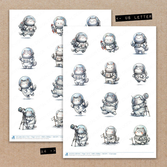 Funny Astronaut Cat Character Fussy Cut Sheets (DDD012669)