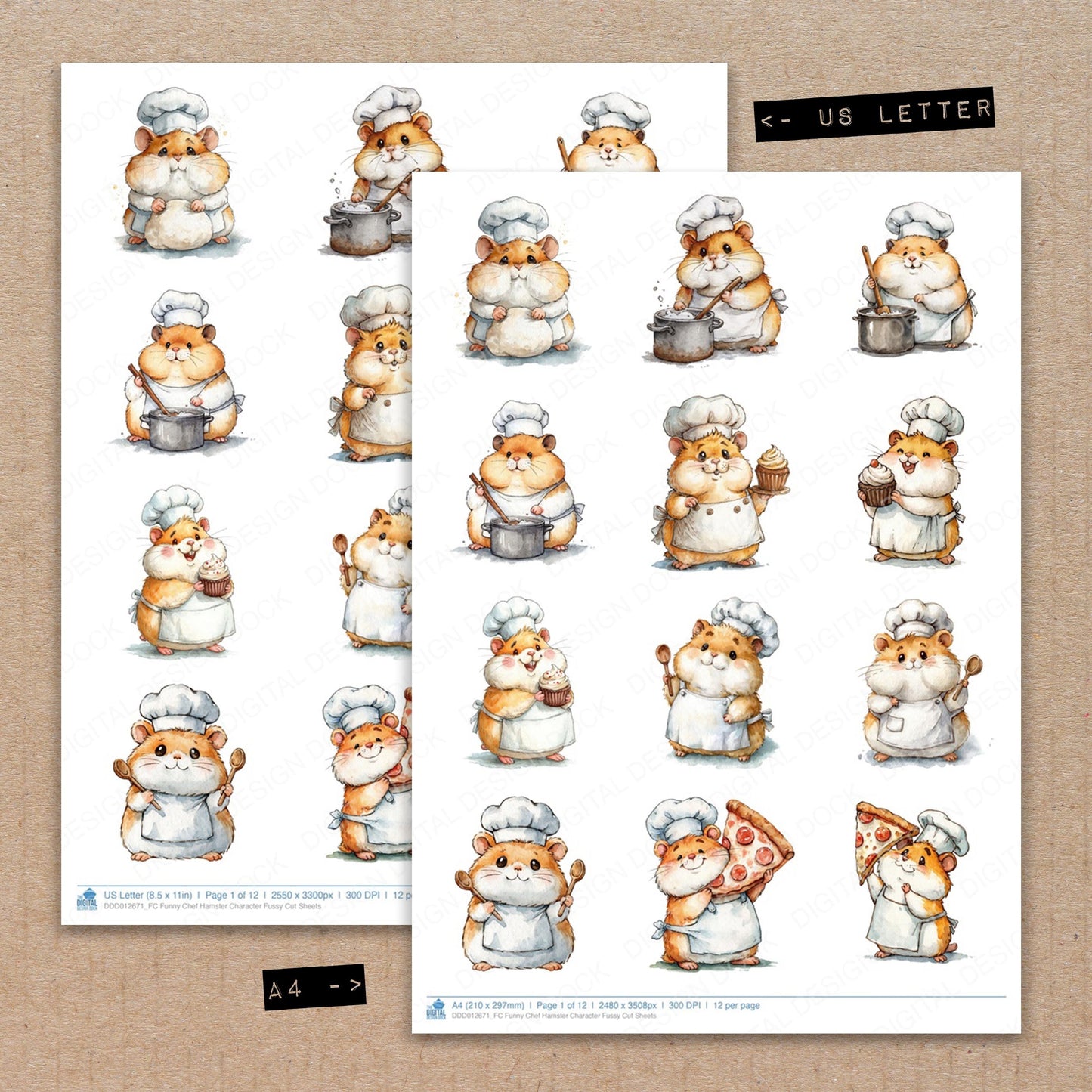 Funny Chef Hamster Character Fussy Cut Sheets (DDD012671)