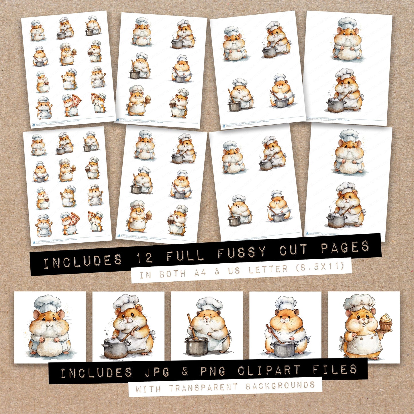 Funny Chef Hamster Character Fussy Cut Sheets (DDD012671)