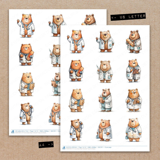 Funny Doctor Bear Character Fussy Cut Sheets (DDD012673)