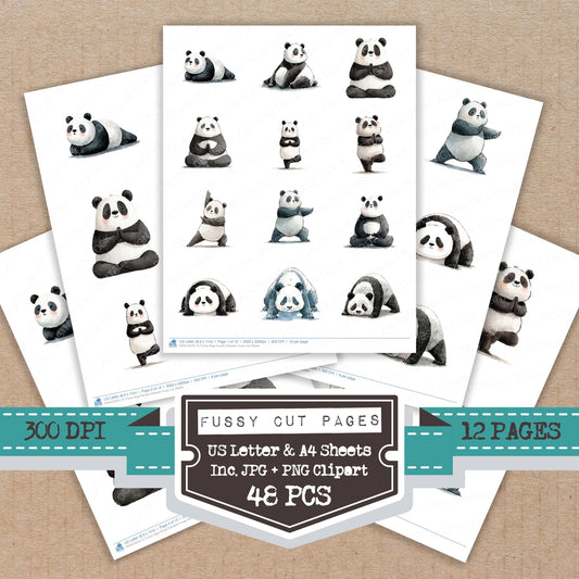 Funny Yoga Panda Character Fussy Cut Sheets (DDD012679)