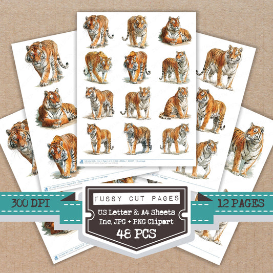Realistic Bengal Tiger Fussy Cut Sheets (DDD012681)