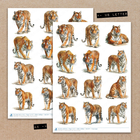 Realistic Bengal Tiger Fussy Cut Sheets (DDD012681)