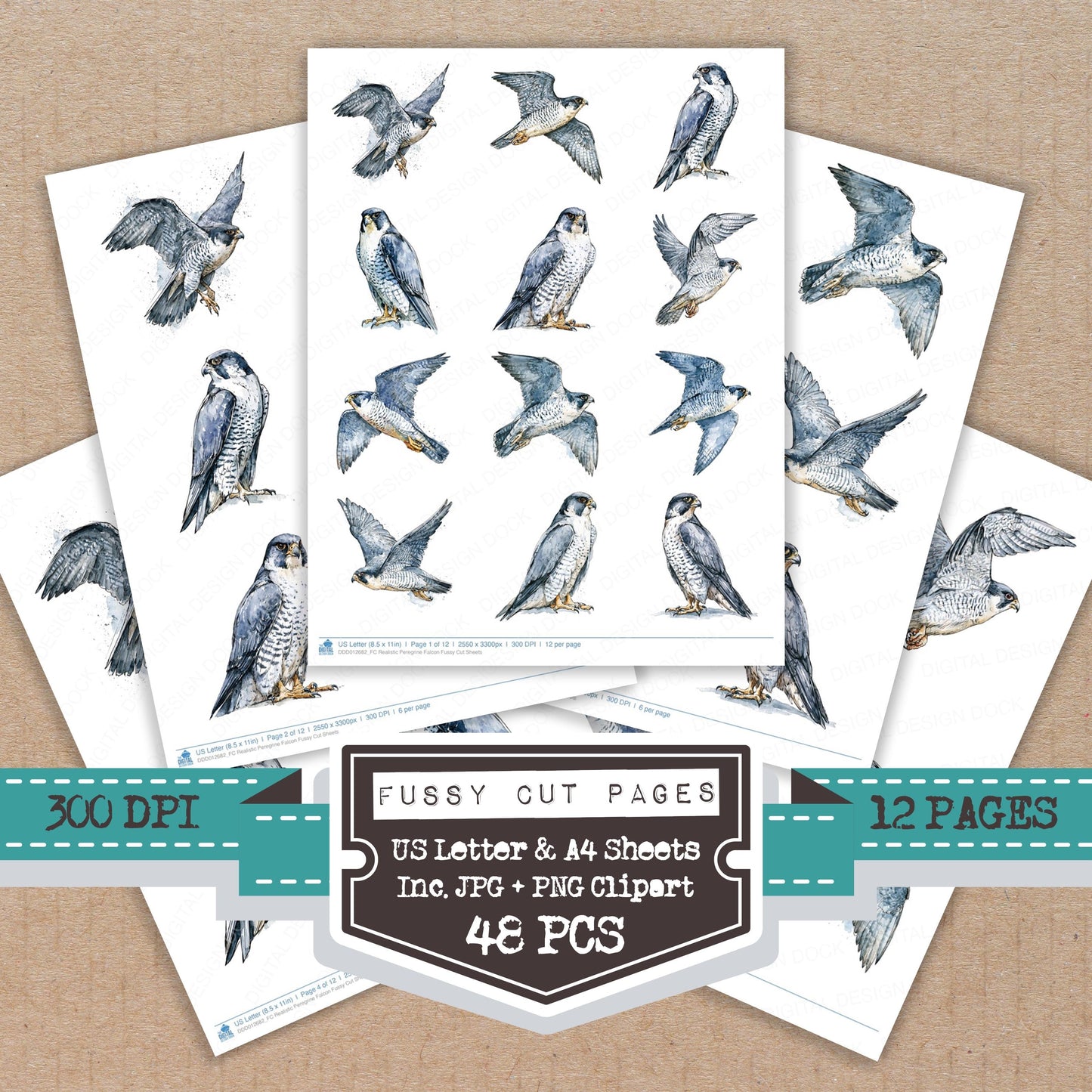 Realistic Peregrine Falcon Fussy Cut Sheets (DDD012682)
