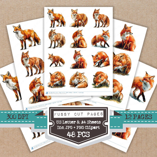 Realistic Red Fox Fussy Cut Sheets (DDD012683)