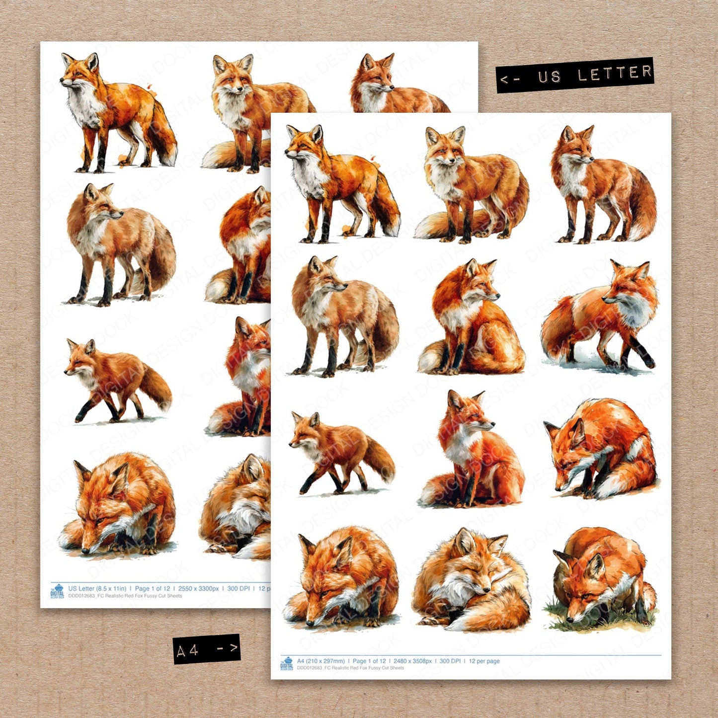 Realistic Red Fox Fussy Cut Sheets (DDD012683)