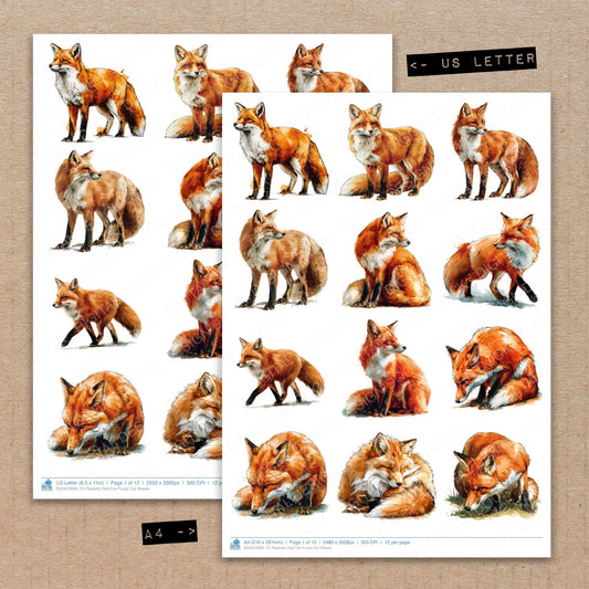 Realistic Red Fox Fussy Cut Sheets (DDD012683)