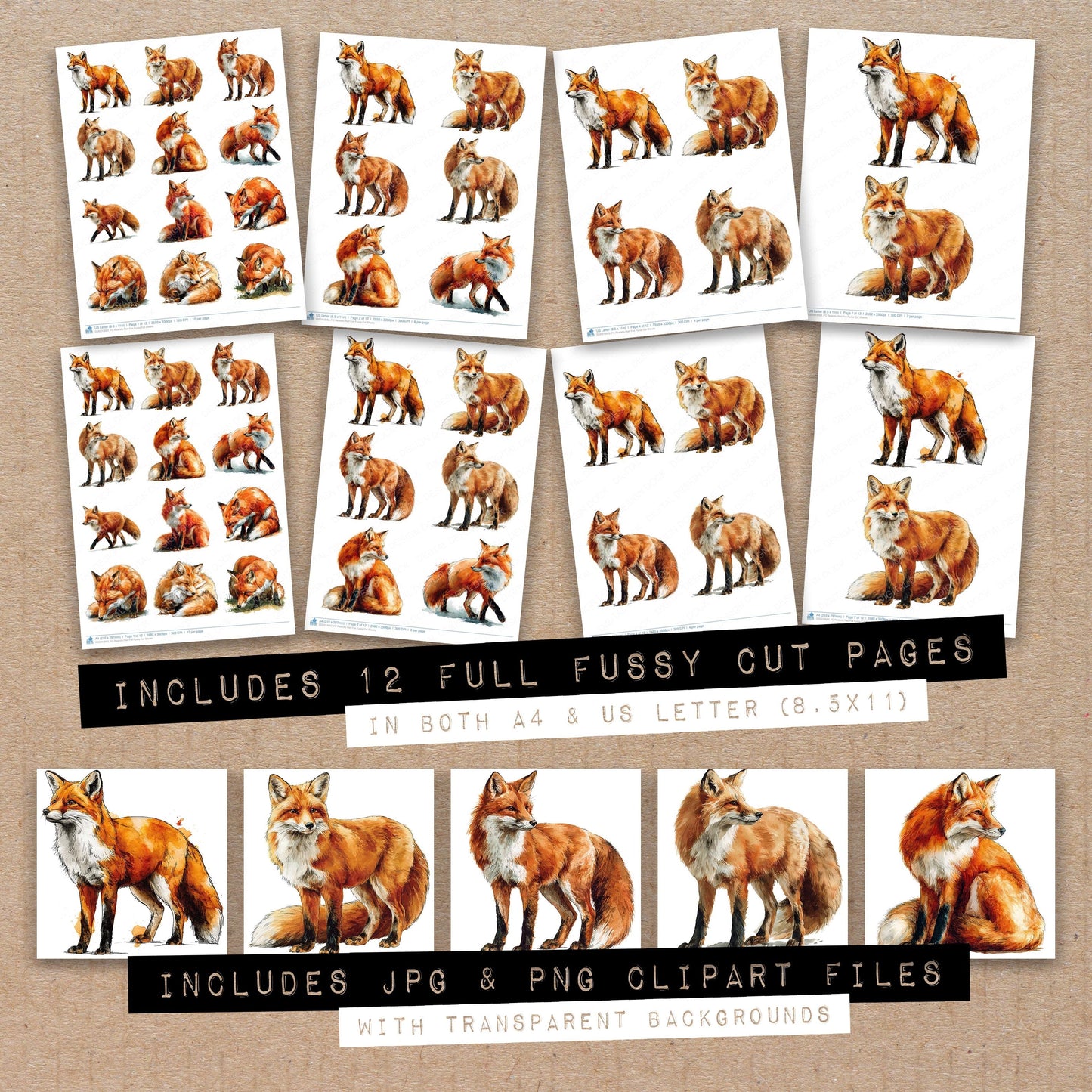 Realistic Red Fox Fussy Cut Sheets (DDD012683)