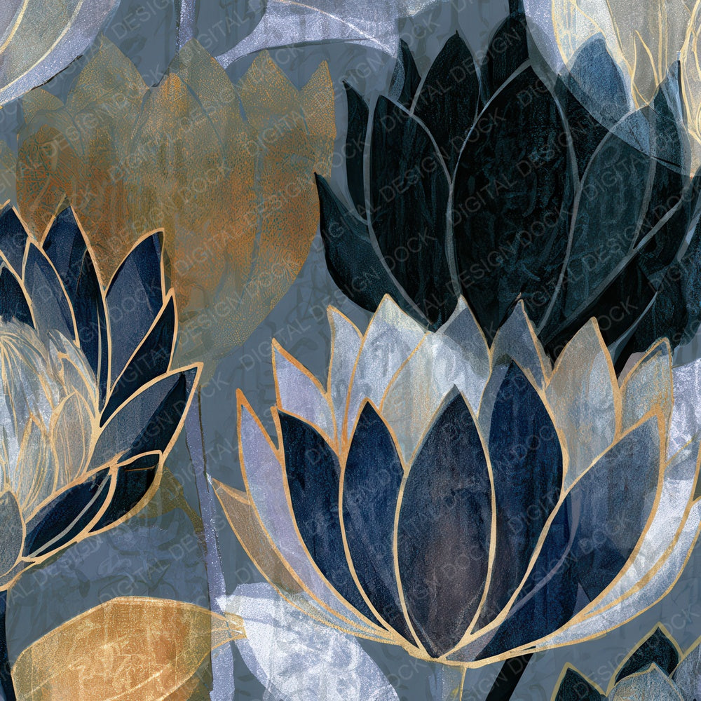 Drypoint Protea Slate Pewter Digital Paper Pack (DDD012686)