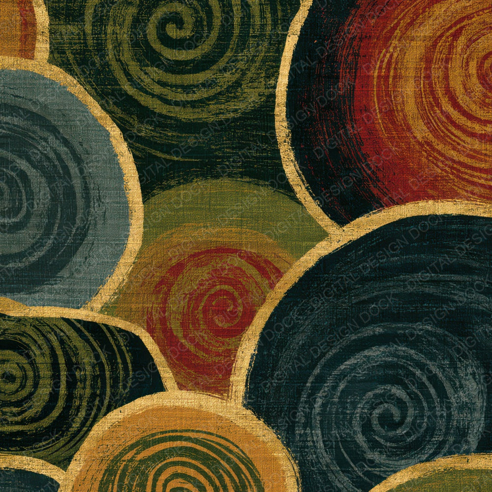 Embroidery Spirals Olive Ochre Digital Paper Pack (DDD012688)