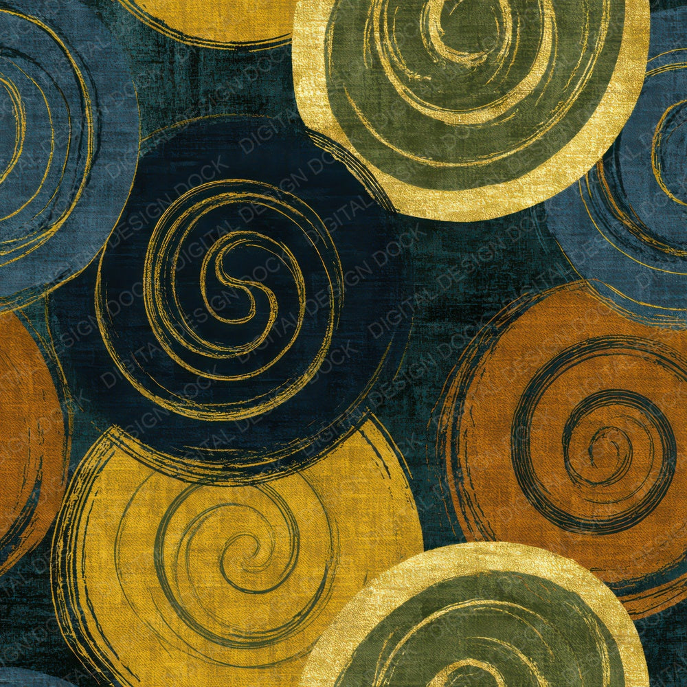 Embroidery Spirals Olive Ochre Digital Paper Pack (DDD012688)