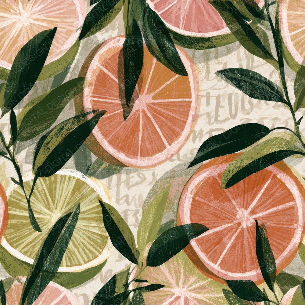 Lithograph Citrus Halves Blush Green Digital Paper Pack (DDD012695)