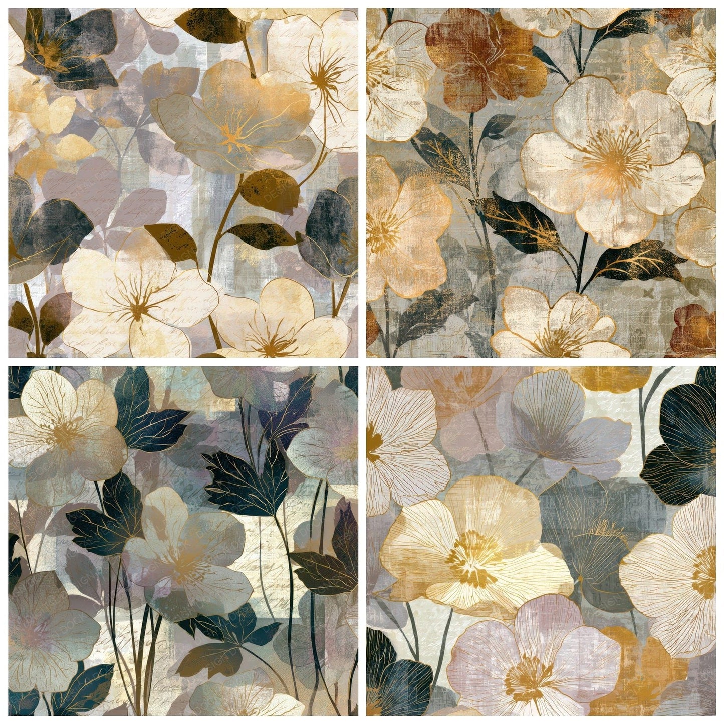 Mezzotint Hellebores Bone Taupe Digital Paper Pack (DDD012696)
