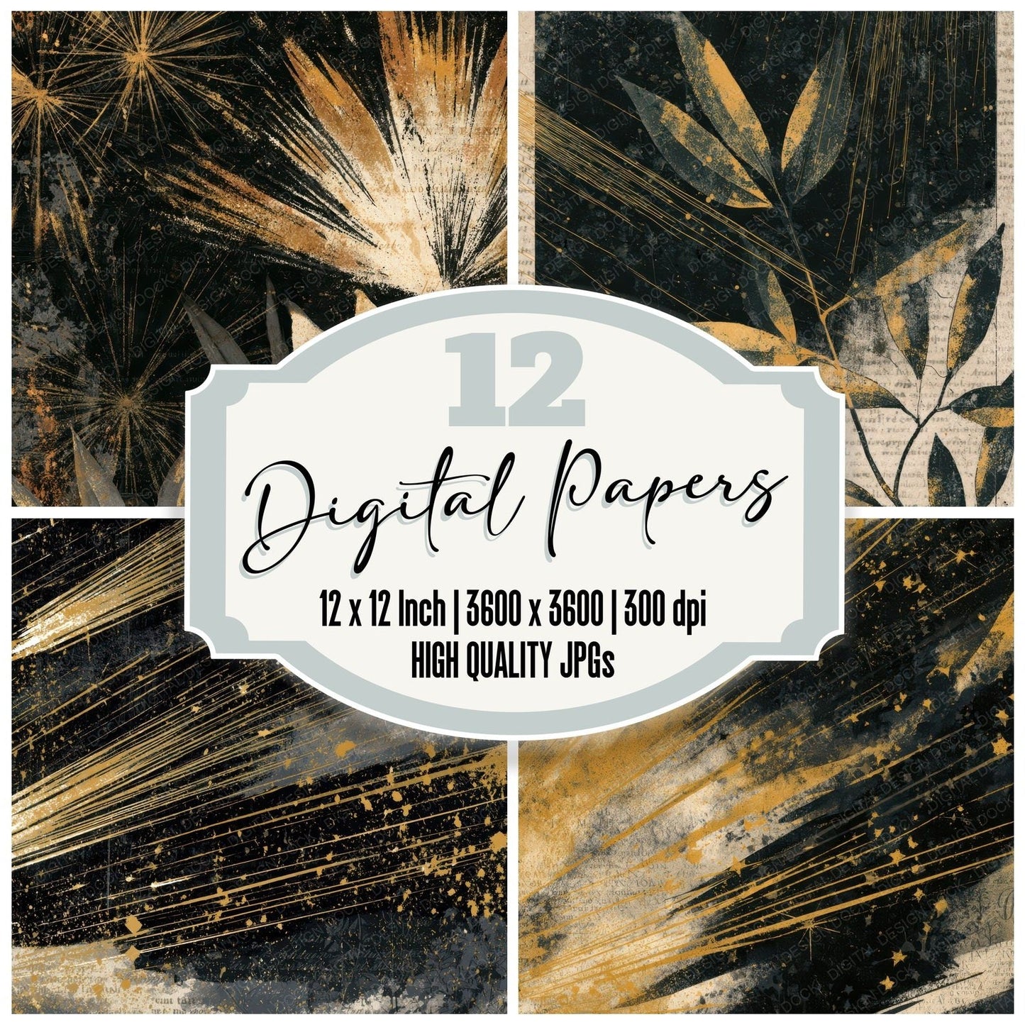 Naturalist Comet Trails Cream Mustard Digital Paper Pack (DDD012697)