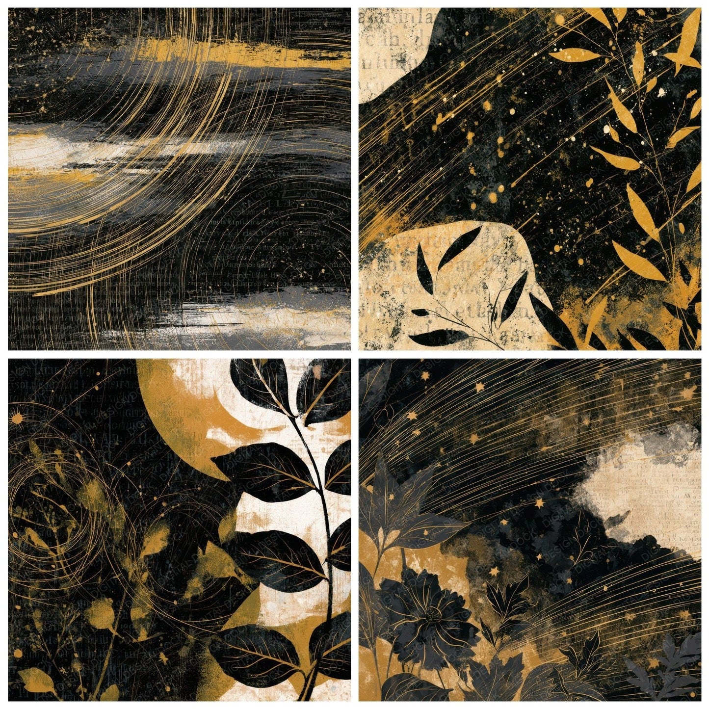 Naturalist Comet Trails Cream Mustard Digital Paper Pack (DDD012697)