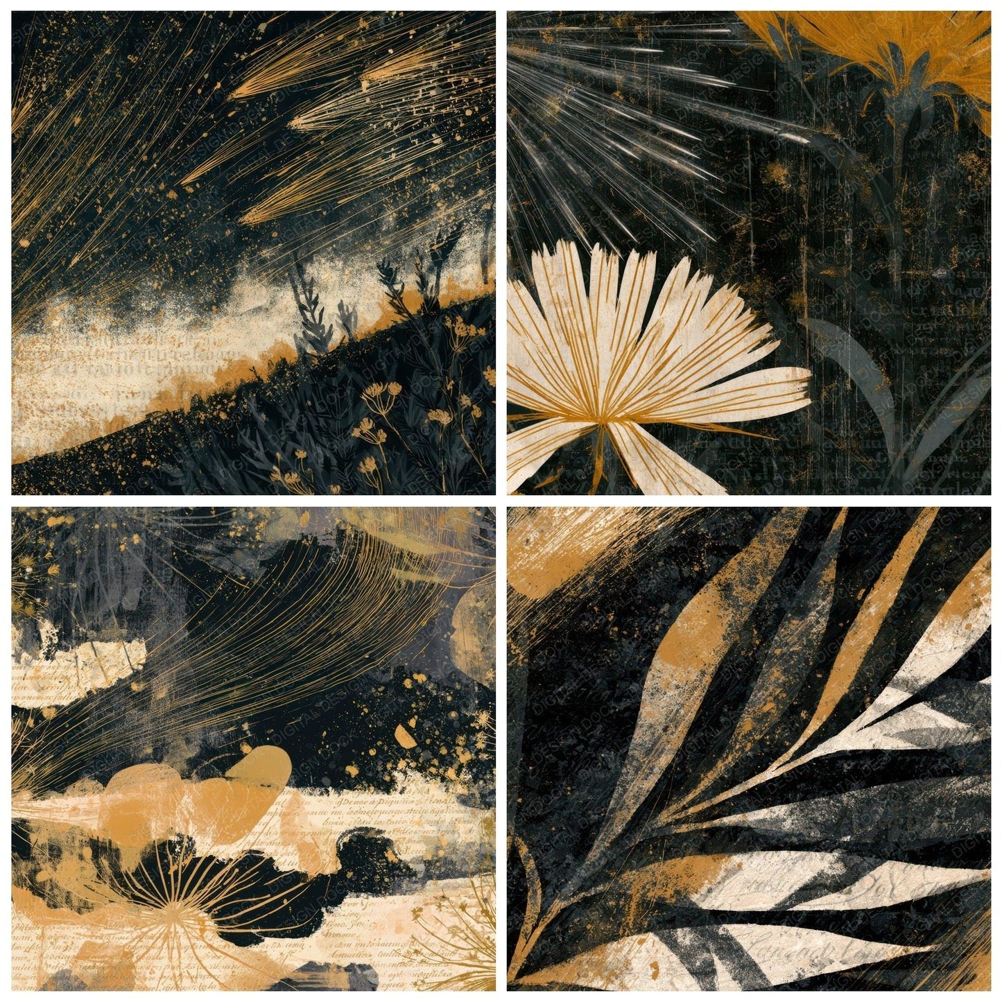 Naturalist Comet Trails Cream Mustard Digital Paper Pack (DDD012697)