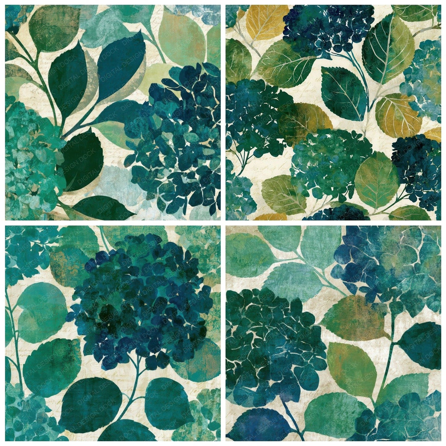 Photogram Hydrangea Emerald Parchment Digital Paper Pack (DDD012699)