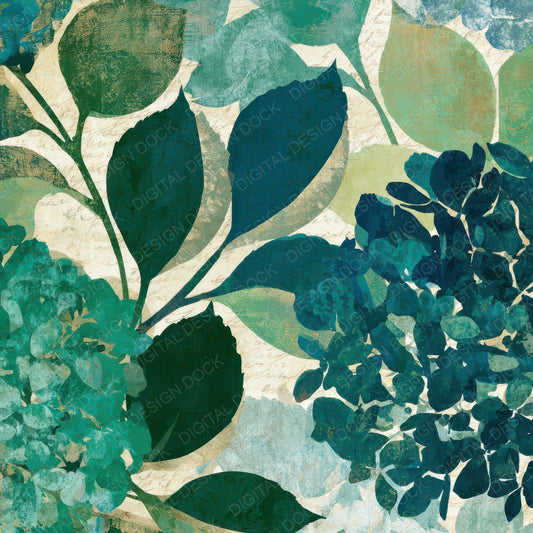 Photogram Hydrangea Emerald Parchment Digital Paper Pack (DDD012699)
