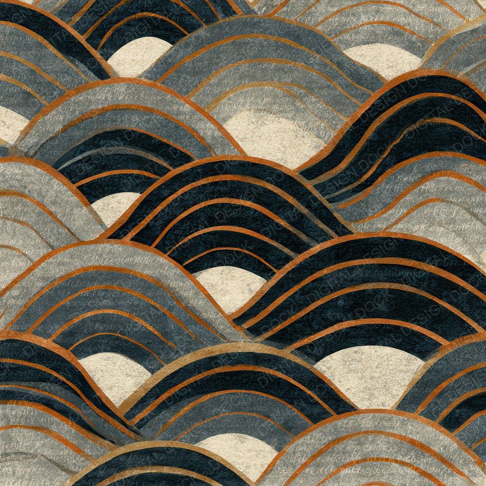 Risograph Wave Crests Graphite Cream Digital Paper Pack (DDD012700)