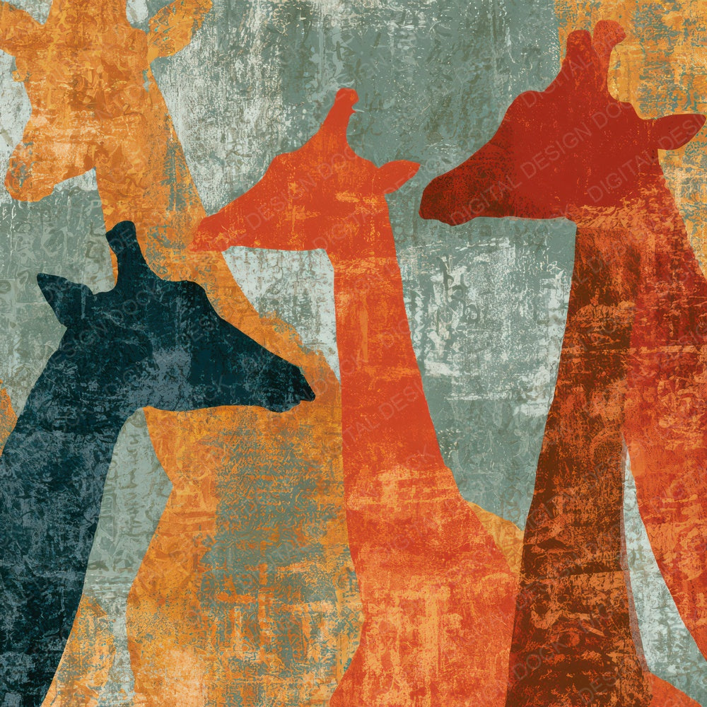 Sumi-e Giraffe Terracotta Sage Digital Paper Pack (DDD012701)