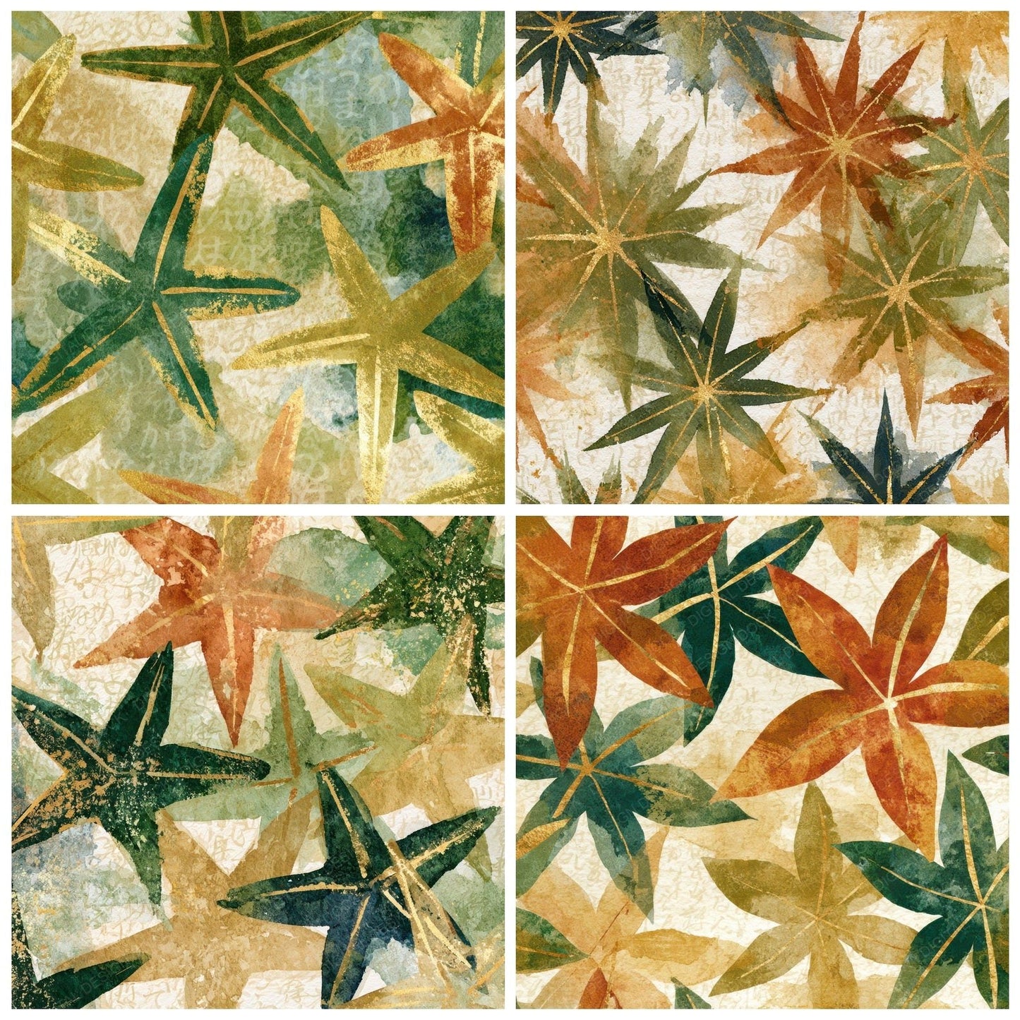 Watercolour Starfish Cinnamon Moss Digital Paper Pack (DDD012703)