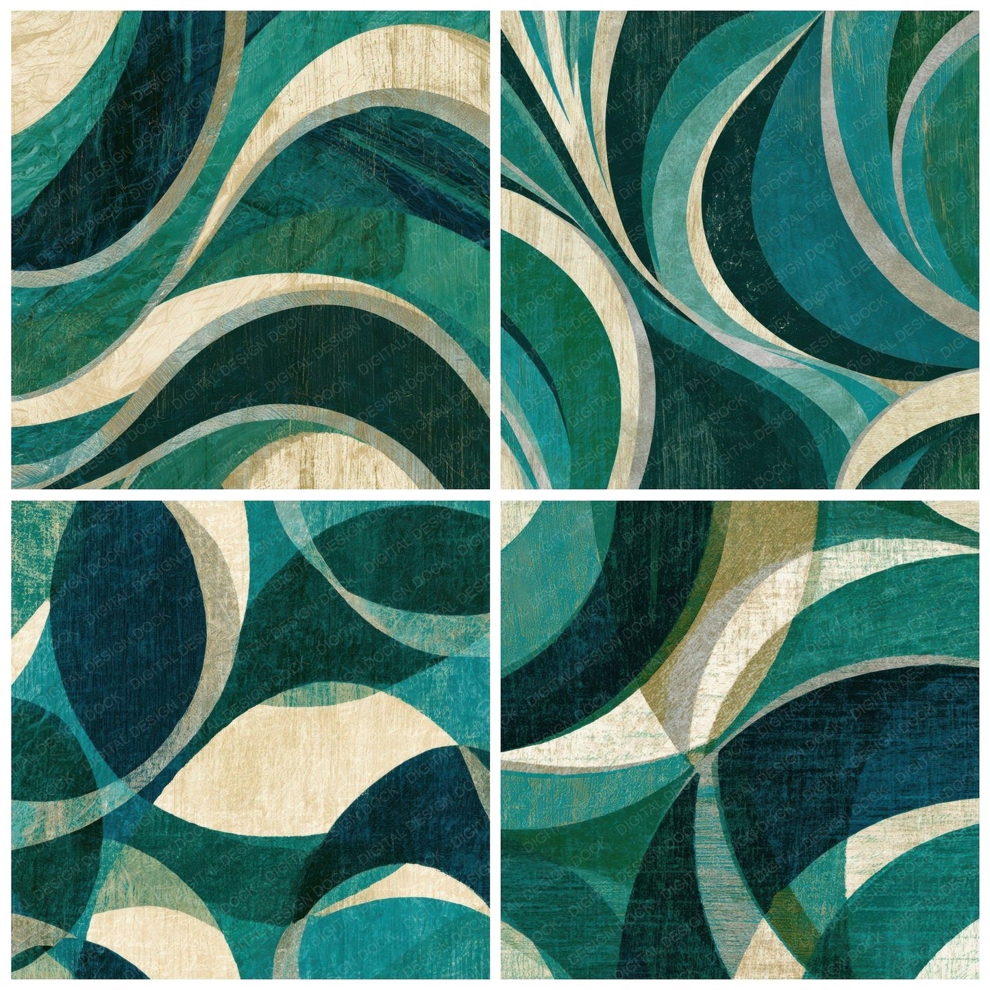Woodcut Organic Curves Malachite Digital Paper Pack (DDD012704)