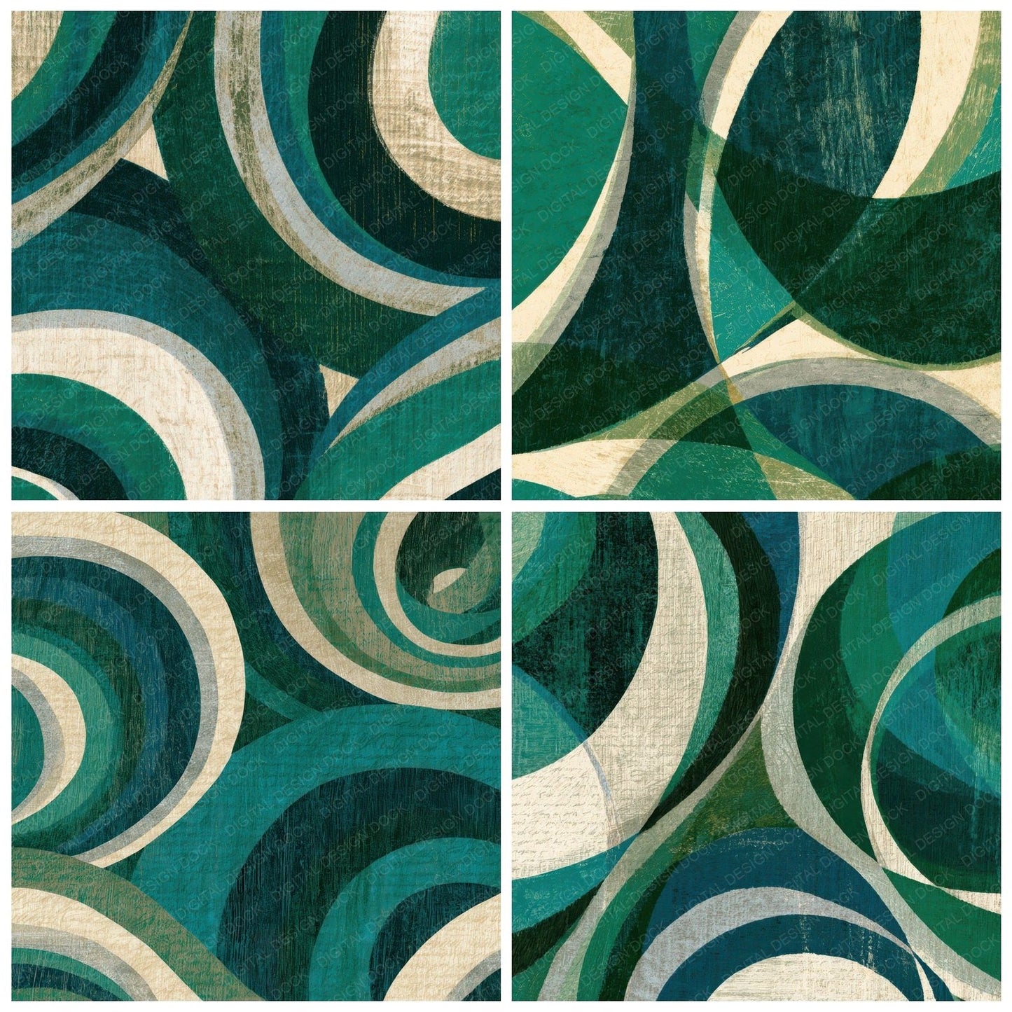 Woodcut Organic Curves Malachite Digital Paper Pack (DDD012704)