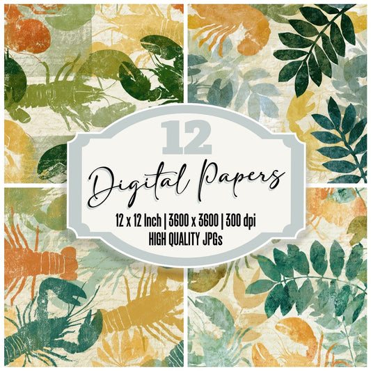 Blueprint Lobster Butter Ivory Digital Paper Pack (DDD012708)