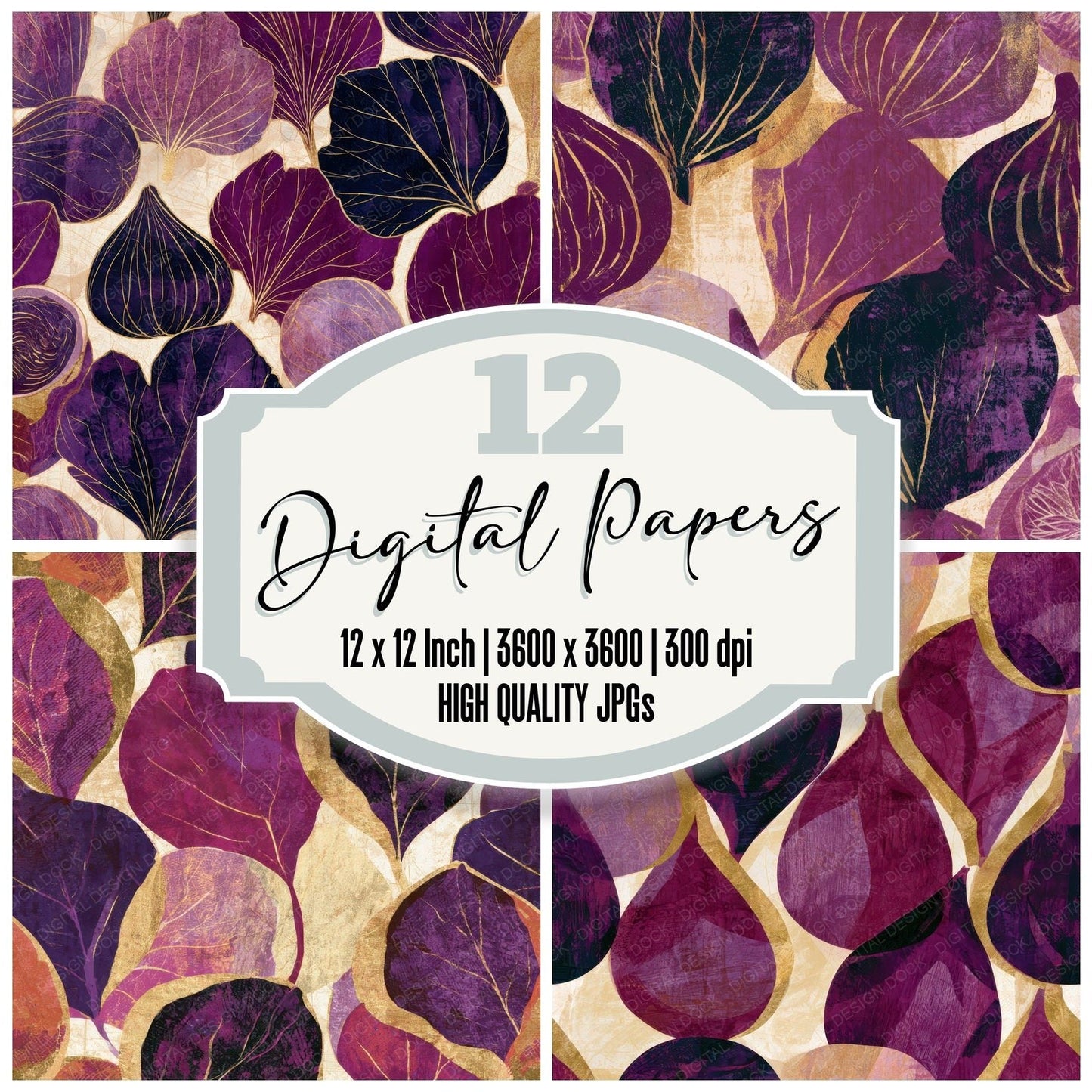 Egg Tempera Fig Plum Cream Digital Paper Pack (DDD012712)