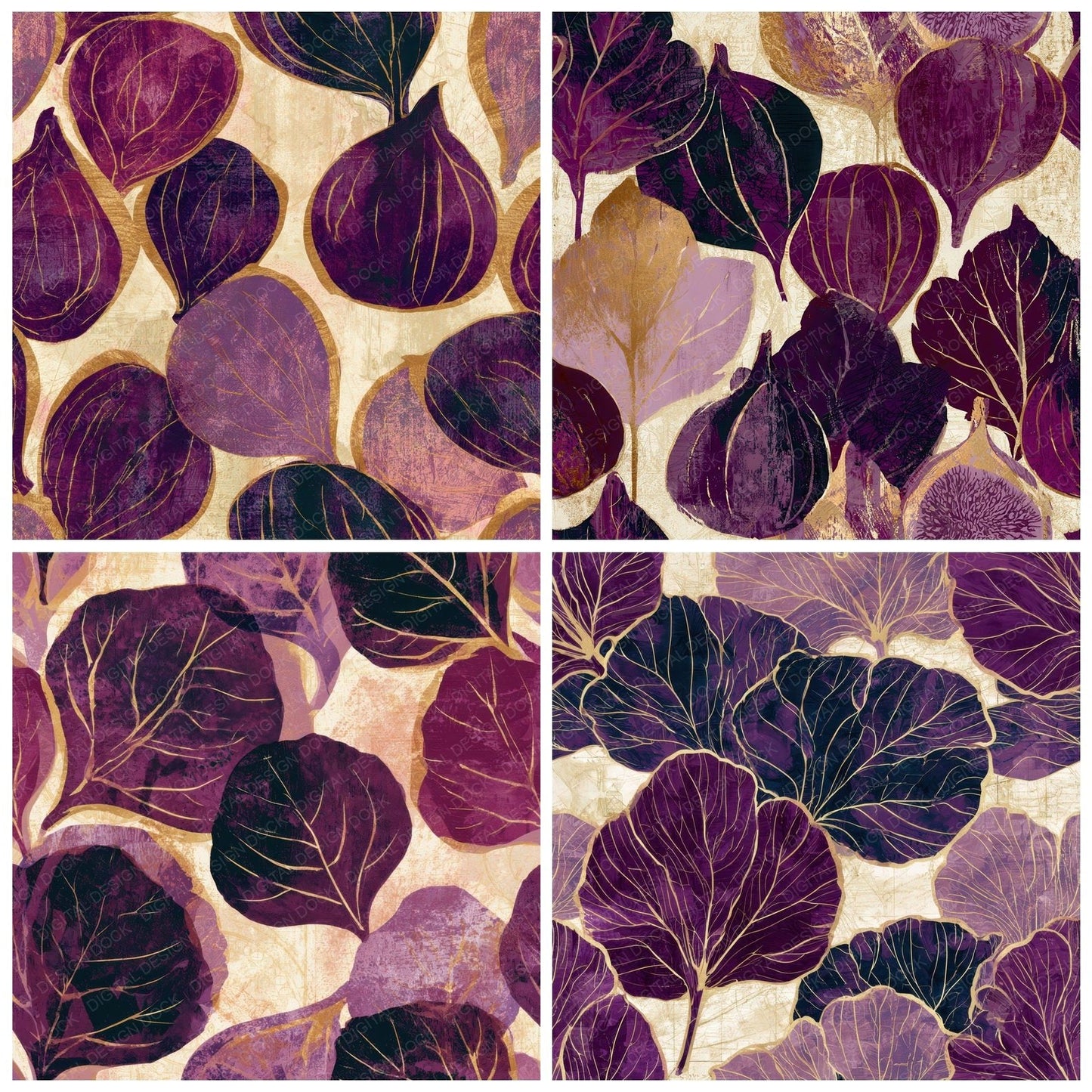Egg Tempera Fig Plum Cream Digital Paper Pack (DDD012712)