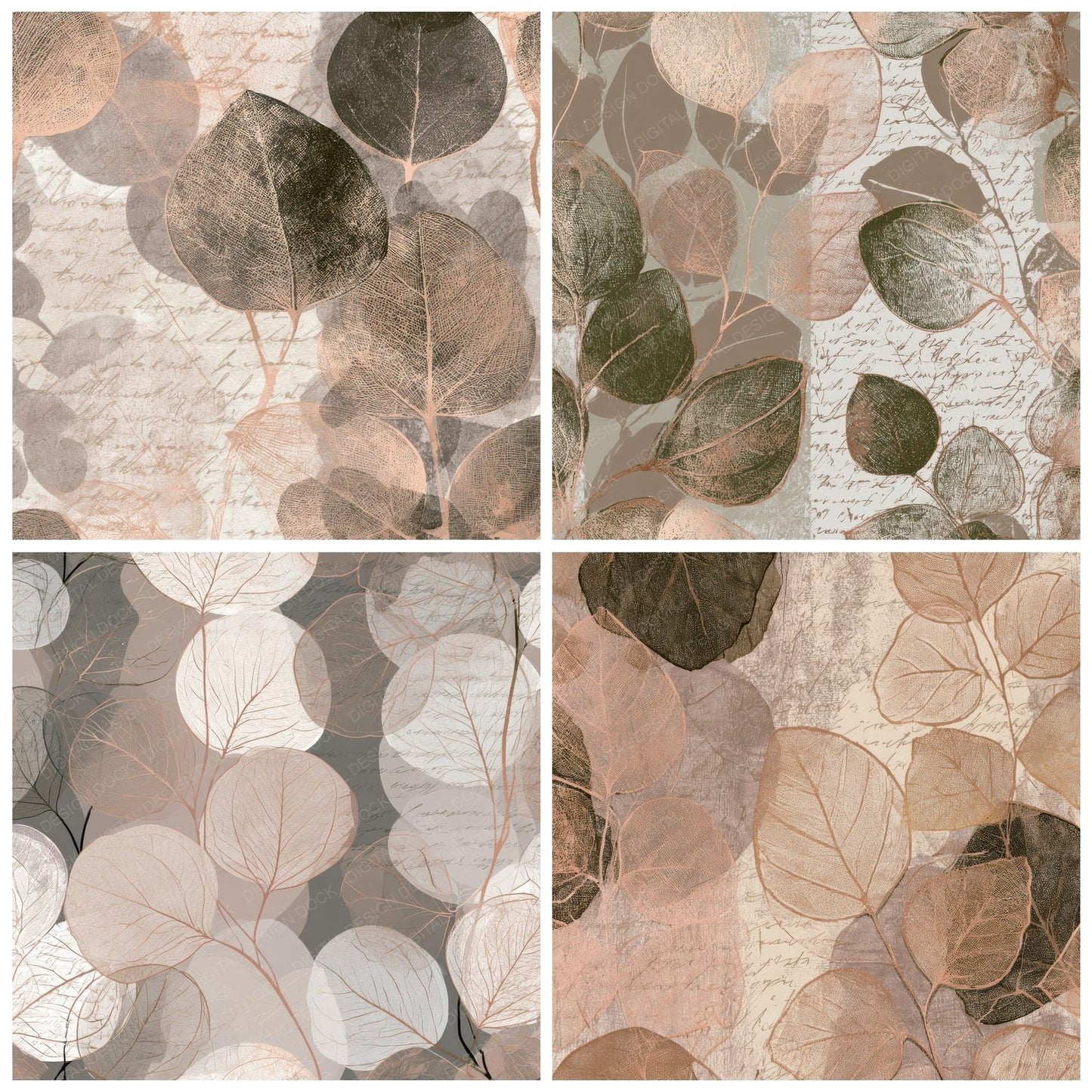 Etching Eucalyptus Bone Stone Taupe Digital Paper Pack (DDD012713)
