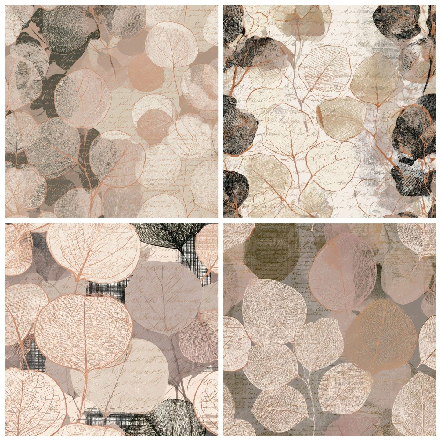 Etching Eucalyptus Bone Stone Taupe Digital Paper Pack (DDD012713)