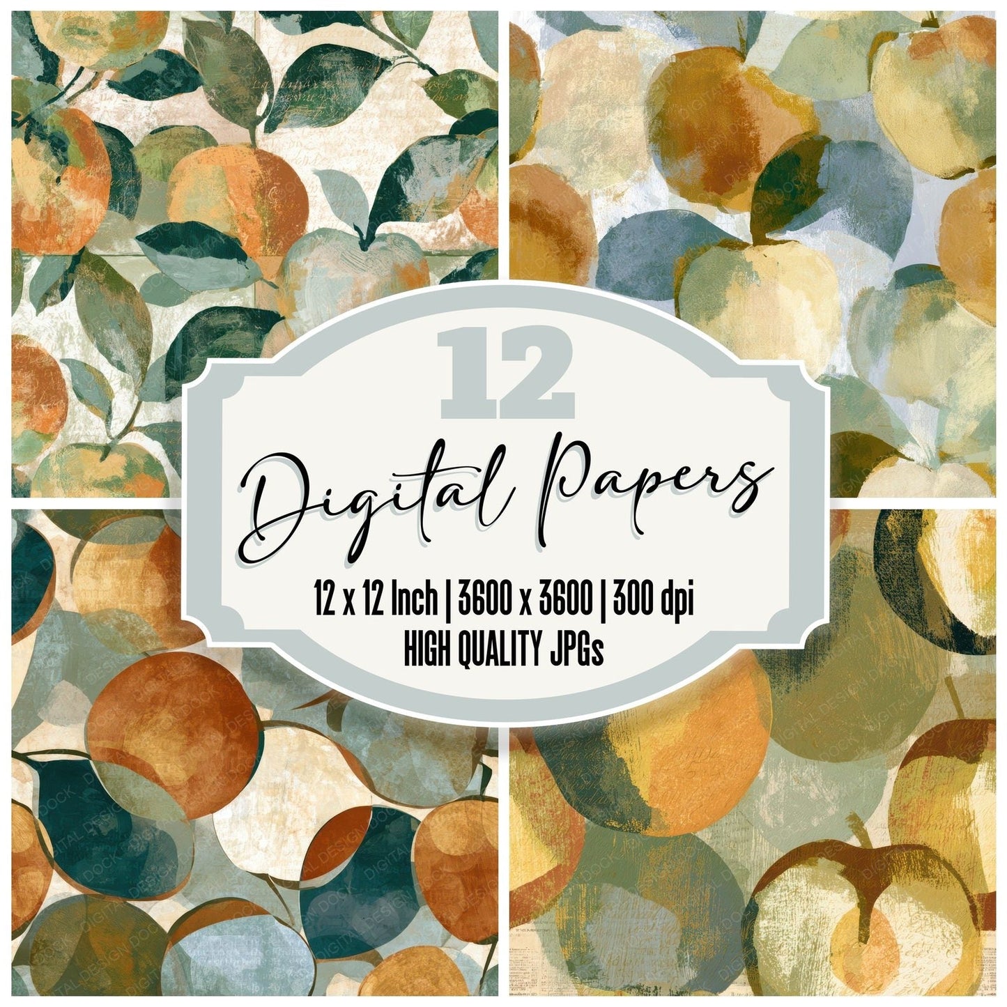 Gouache Apple Sage Amber Digital Paper Pack (DDD012715)