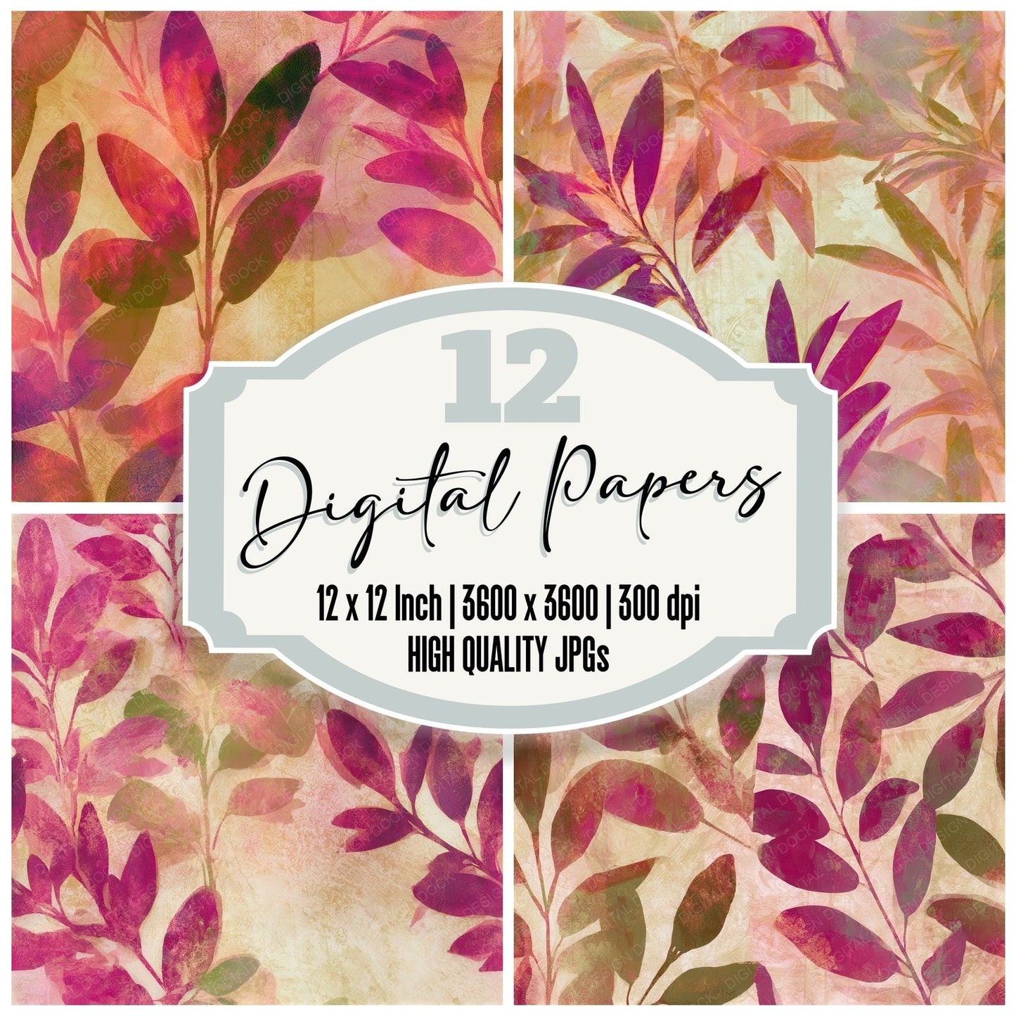 Infrared Sage Fuchsia Lime Seamless Digital Paper Pack (DDD012716)