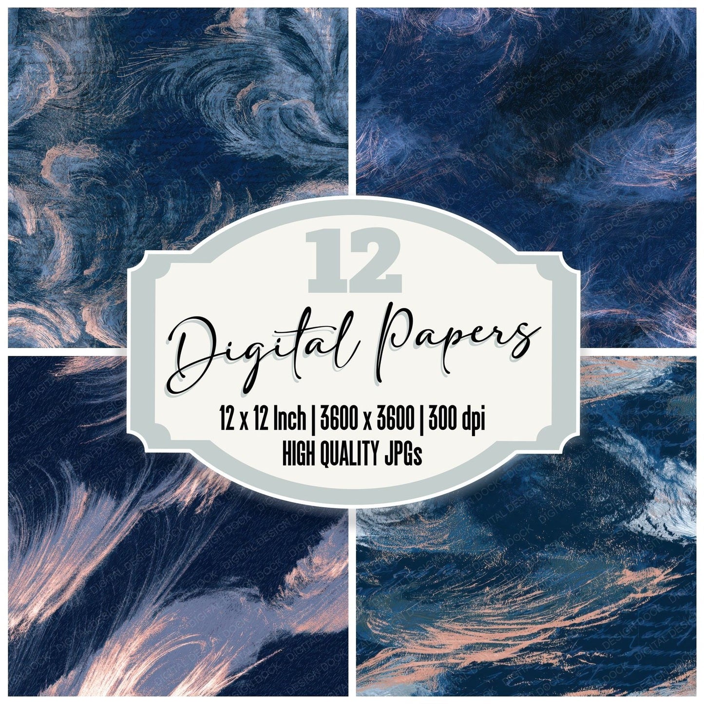 Infrared Wind Patterns Midnight Silver Digital Paper Pack (DDD012717)