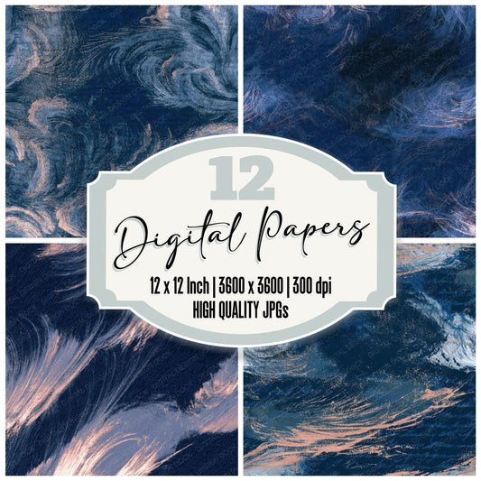 Infrared Wind Patterns Midnight Silver Digital Paper Pack (DDD012717)