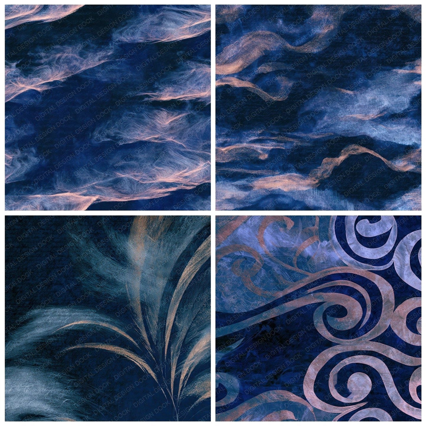 Infrared Wind Patterns Midnight Silver Digital Paper Pack (DDD012717)
