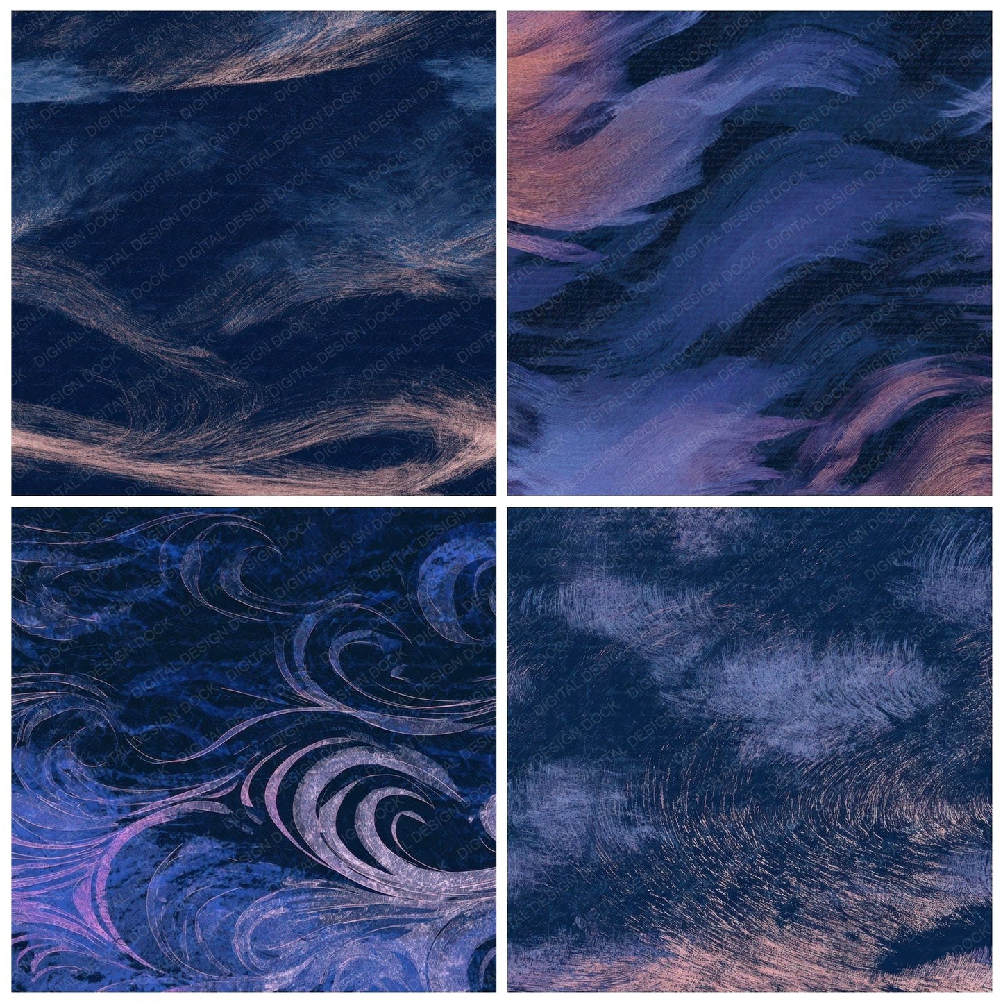 Infrared Wind Patterns Midnight Silver Digital Paper Pack (DDD012717)