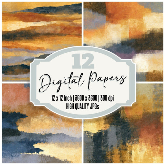 Mezzotint Gradient Rust Gold Digital Paper Pack (DDD012718)