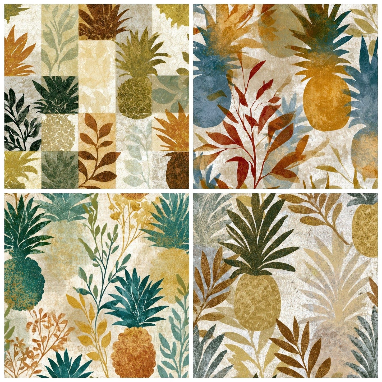 Risograph Pineapple Botanical Oyster Digital Paper Pack (DDD012719)