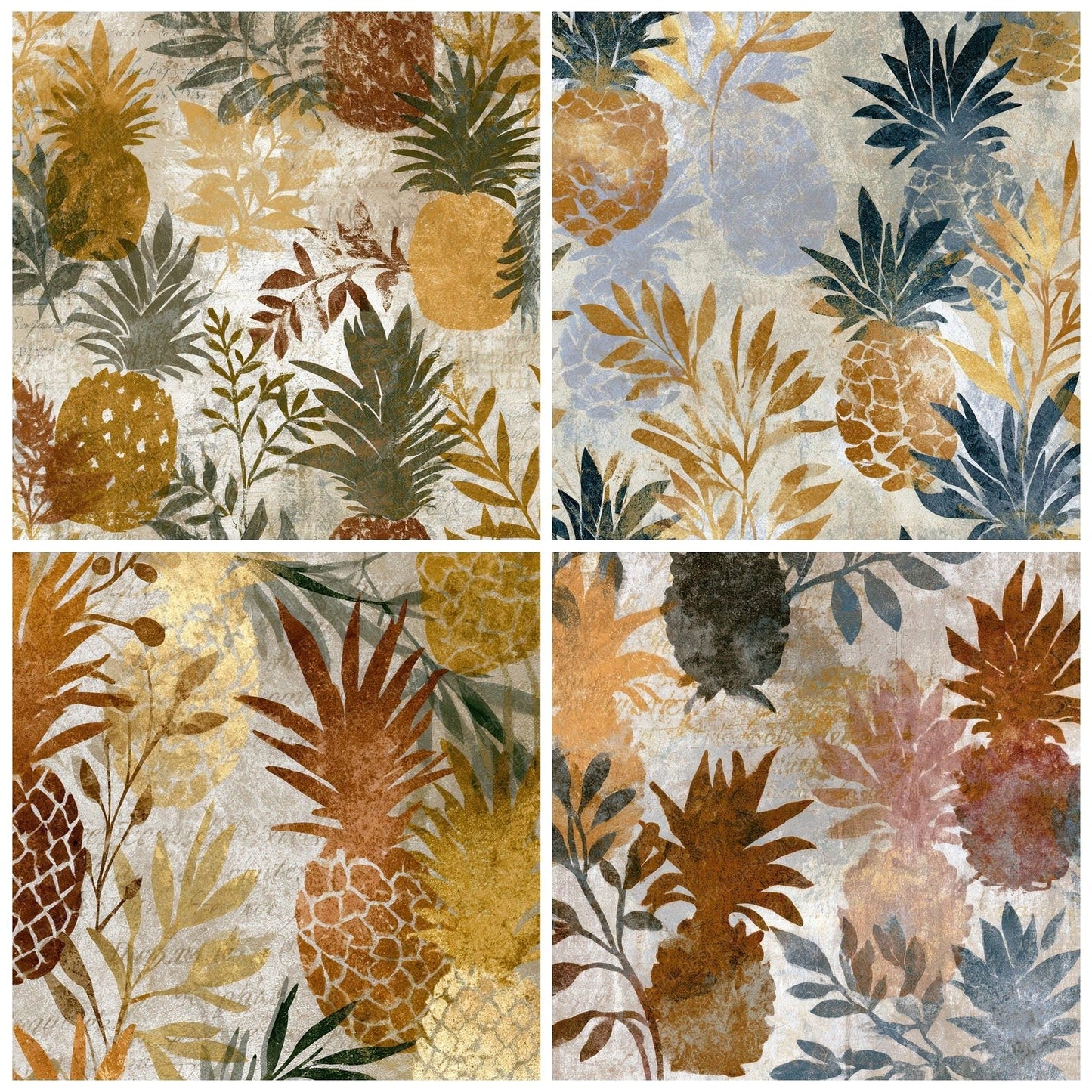 Risograph Pineapple Botanical Oyster Digital Paper Pack (DDD012719)