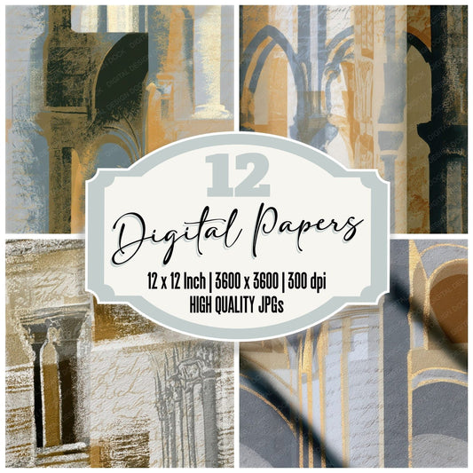Screenprint Cloister Walk Sand Seamless Digital Paper Pack (DDD012720)