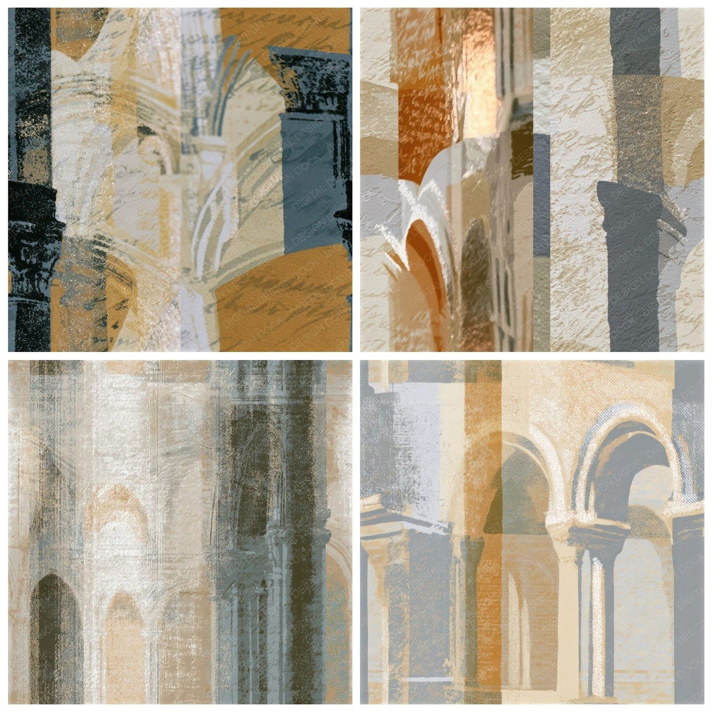 Screenprint Cloister Walk Sand Seamless Digital Paper Pack (DDD012720)