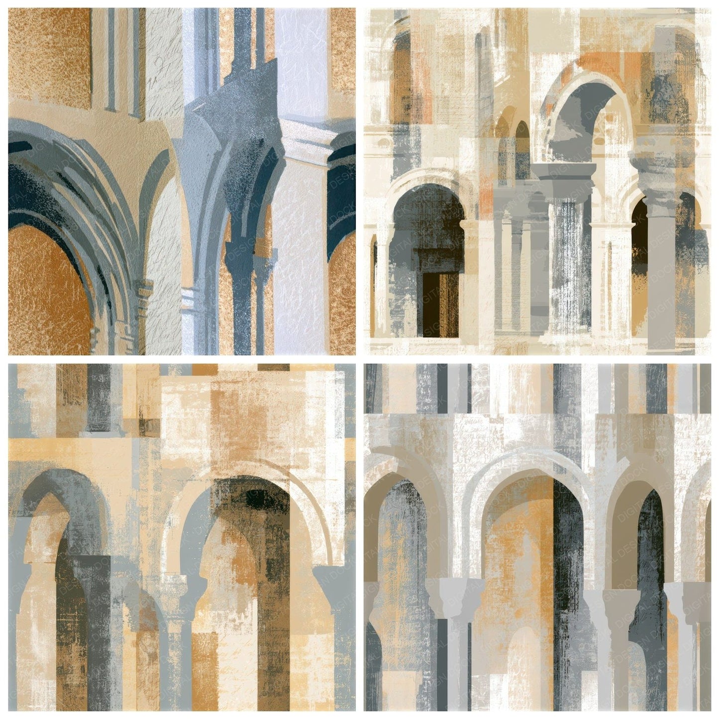 Screenprint Cloister Walk Sand Seamless Digital Paper Pack (DDD012720)